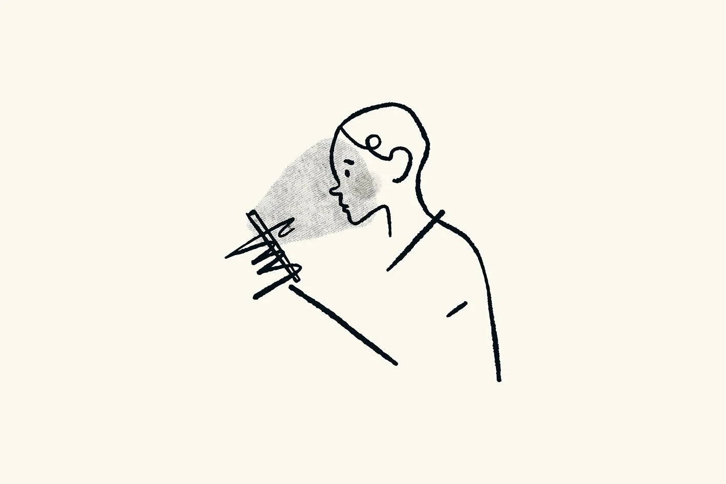 Illustration of a person absorbed by the content on their phone.