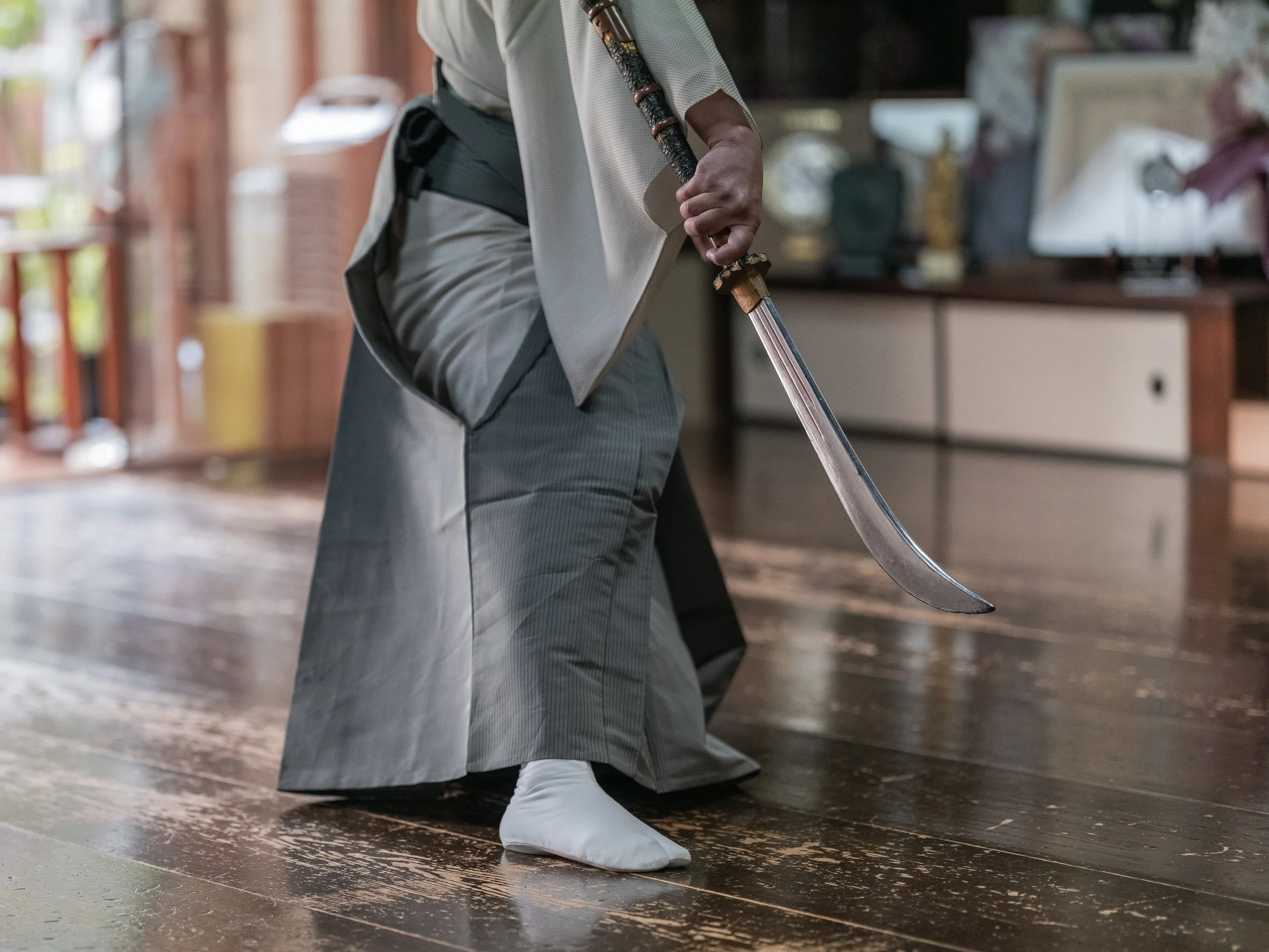 Kuroemon Katayama rehearses his role in “Funa-Benkei” at his school in Kyoto, Japan.