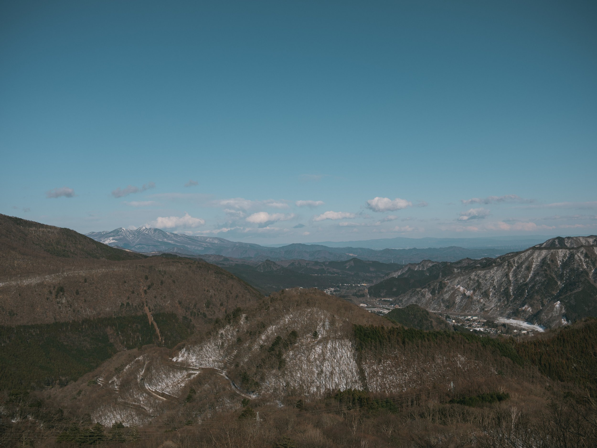 View of Nikko valley from the road to Chuzenji lake on February 17, 2022 I Nikko, Japan.