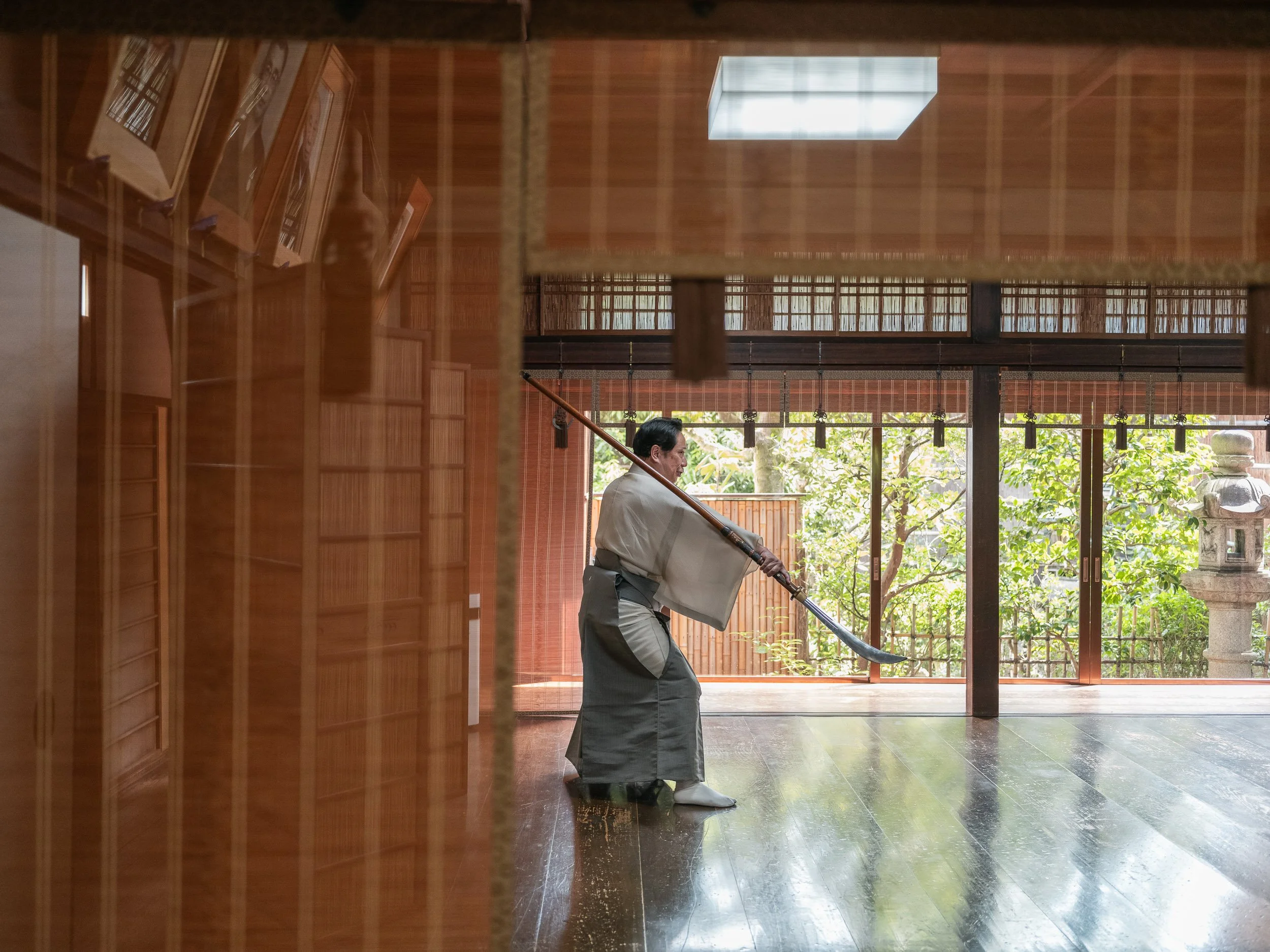 Kuroemon Katayama rehearses his role in “Funa-Benkei” at his school in Kyoto, Japan.