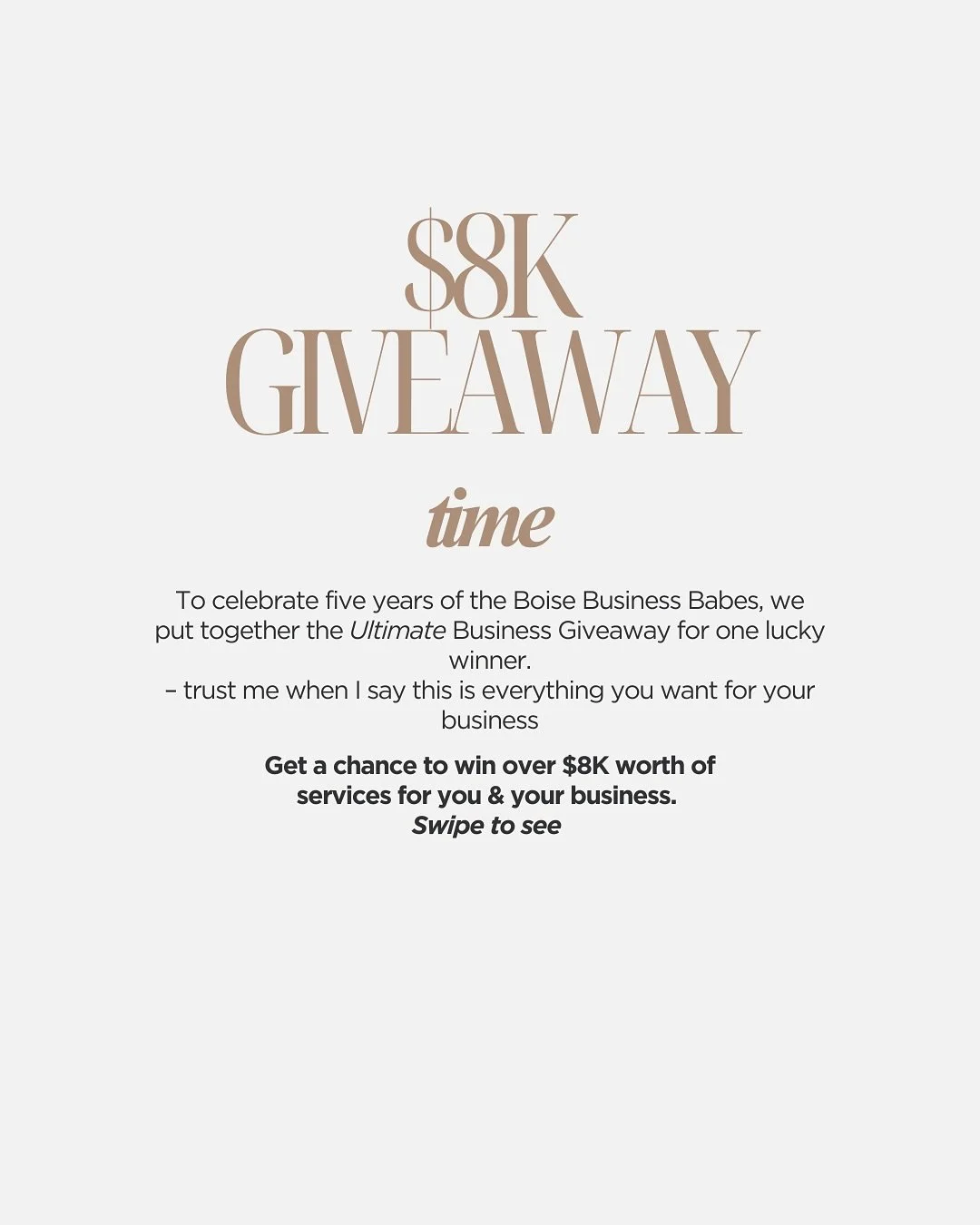 Our 5 year birthday continues with a MASSIVE giveaway valued at over $8K! This giveaway is perfect for the woman in business. ONE lucky winner, will win the following:

+ 60 min brand photo session
+ Full photoshoot planning with Creative Director
+ 