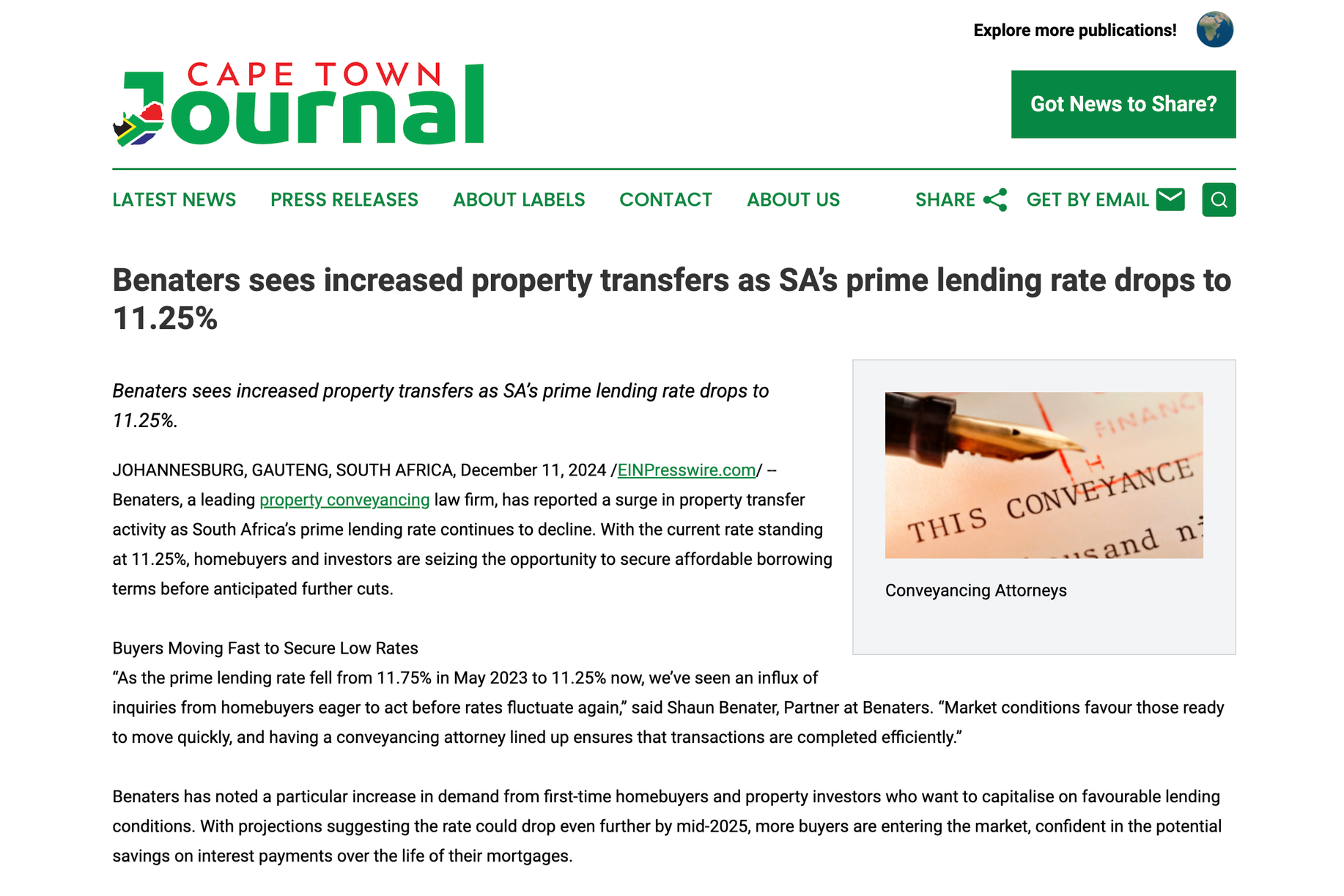 Cape Town Journal Article