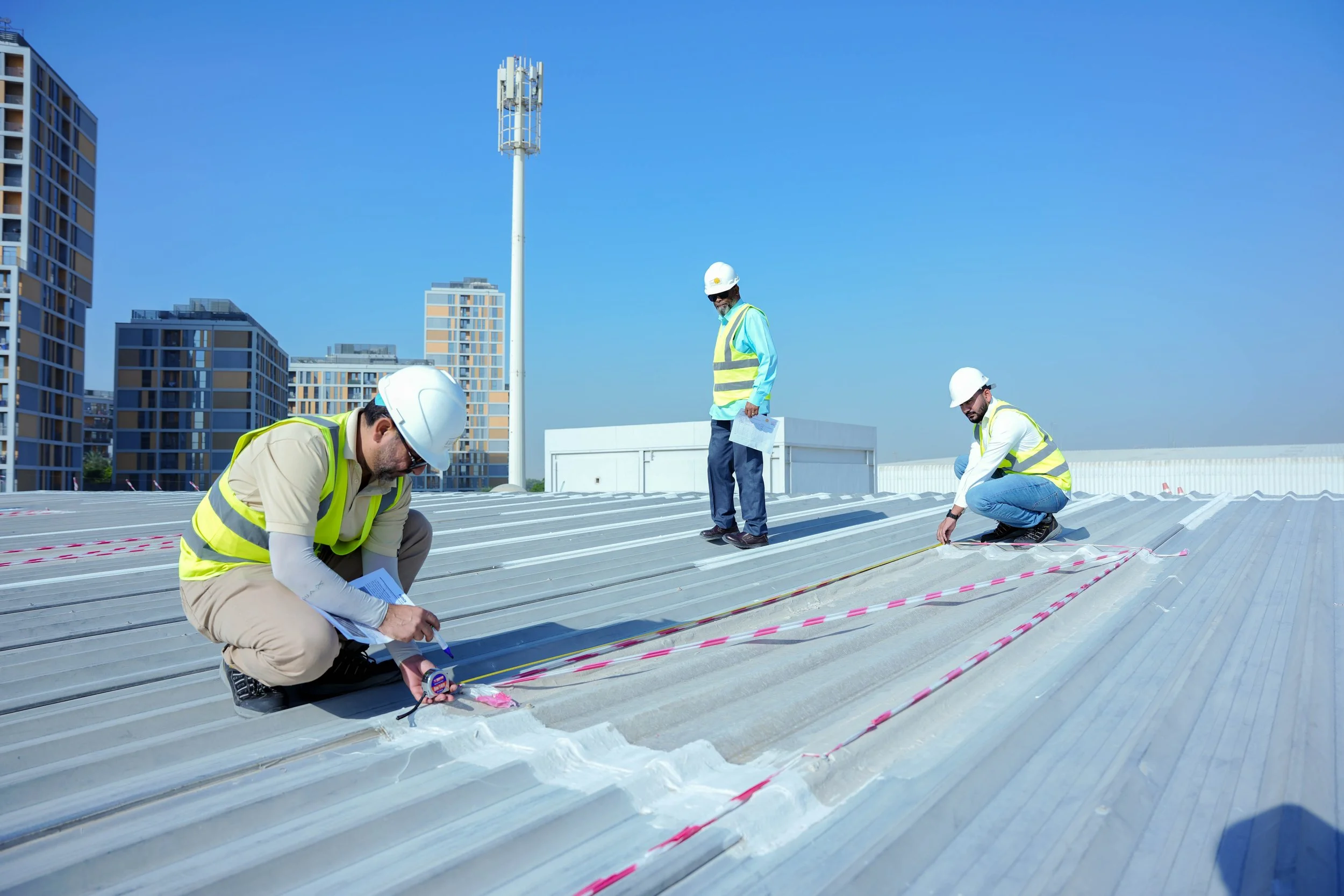 Solaroofing Team Prepping a Commercial Roof