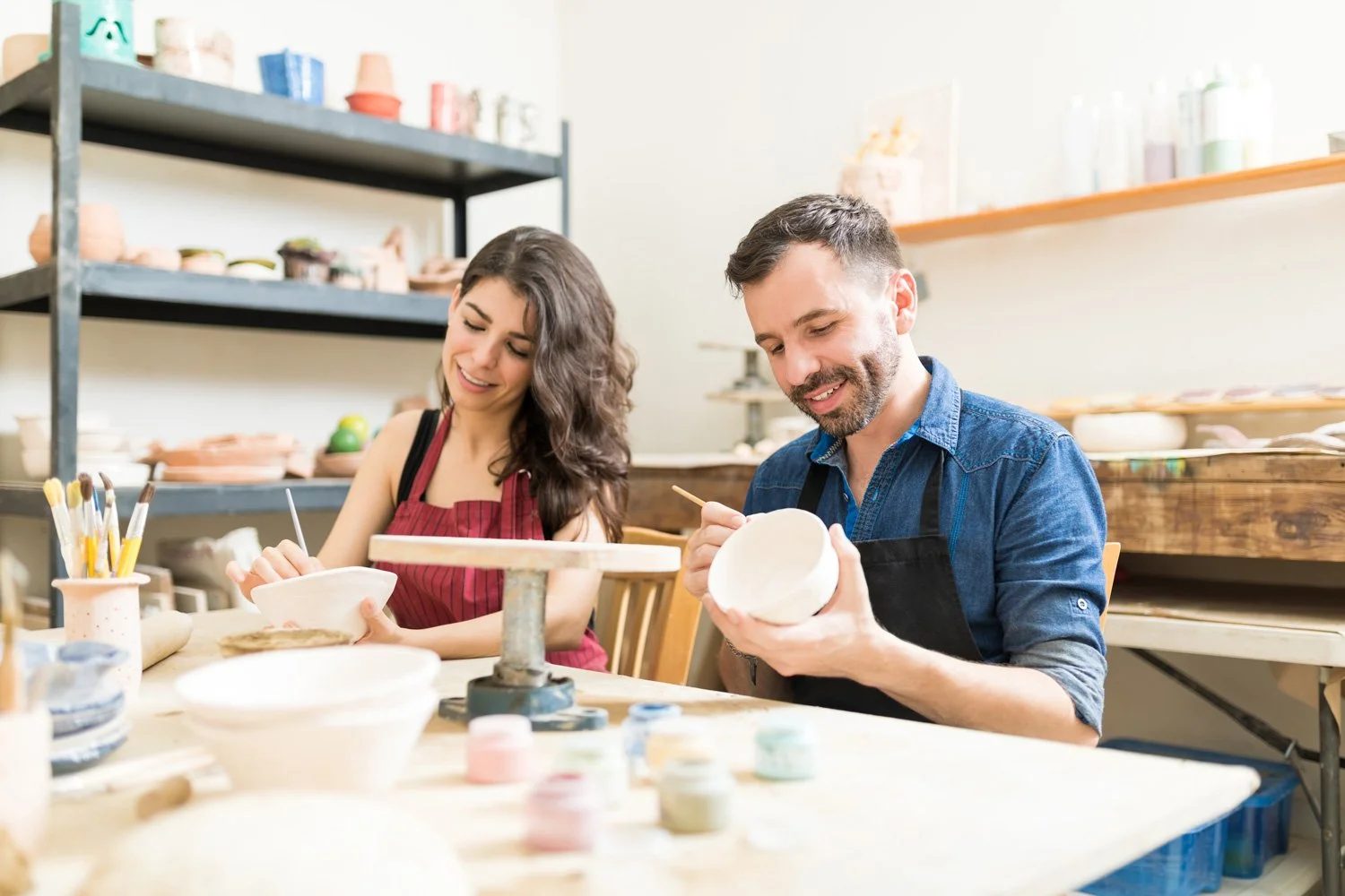 couple doing a craft activity together