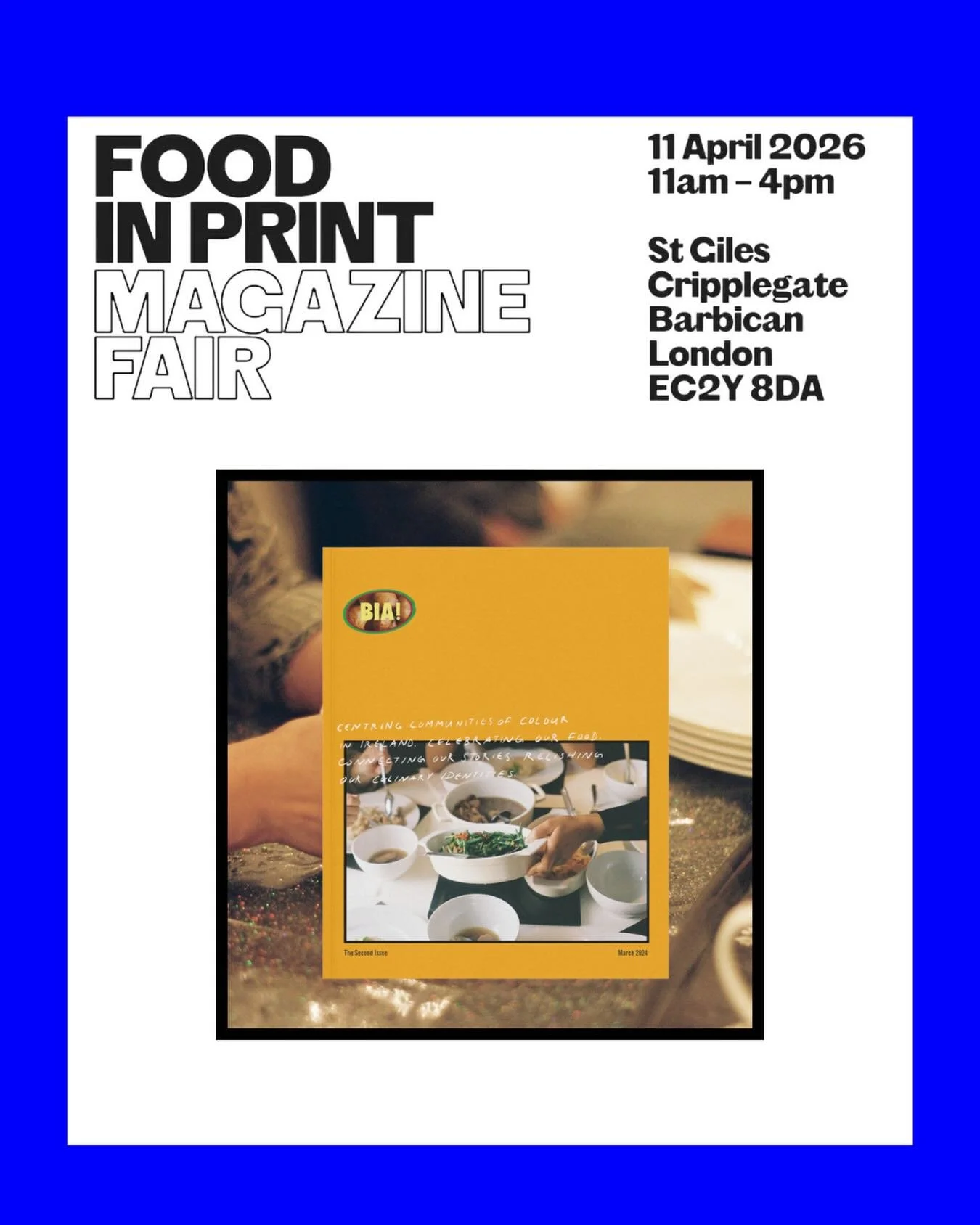 we&rsquo;re so excited to be selling the absolute 100% last copies of Issue 02 amongst some of our very favourite food mags &amp; zines at the first Food in Print Magazine Fair in London on Saturday 🤸🏾&zwj;♀️

this is your last chance to grab Issue