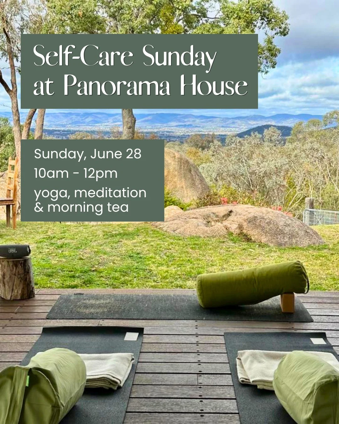 Self-Care Sunday at Panorama House 🌳🧘🏻&zwj;♀️ Steeped in natural surrounds &amp; scenic views, this event invites you to nourish your mind, body &amp; soul with two hours of yoga, meditation &amp; freshly baked morning tea.
 
Settle in for 90 minu
