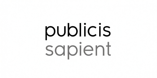 Text says 'publicis sapient' in black and gray letters on a white background.