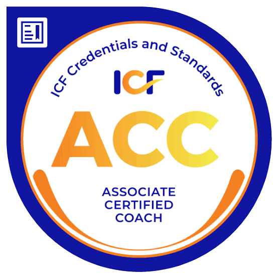 ICF Credentials and Standards logo with ACC Associate Certified Coach badge.