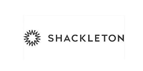 Shackleton logo with a starburst graphic on the left and the word 'SHACKLETON' in capital letters on the right.