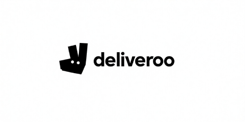 Deliveroo logo featuring a stylized kangaroo head and the company name in black text.