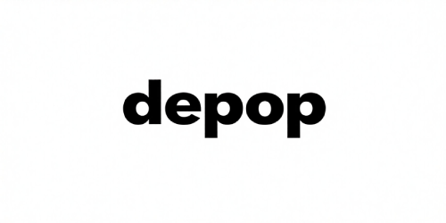 Depop logo in black lowercase letters on a white background