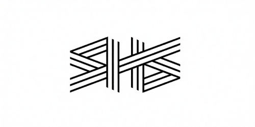 Black and white geometric logo with intersecting lines and the letters 'S' and 'K'
