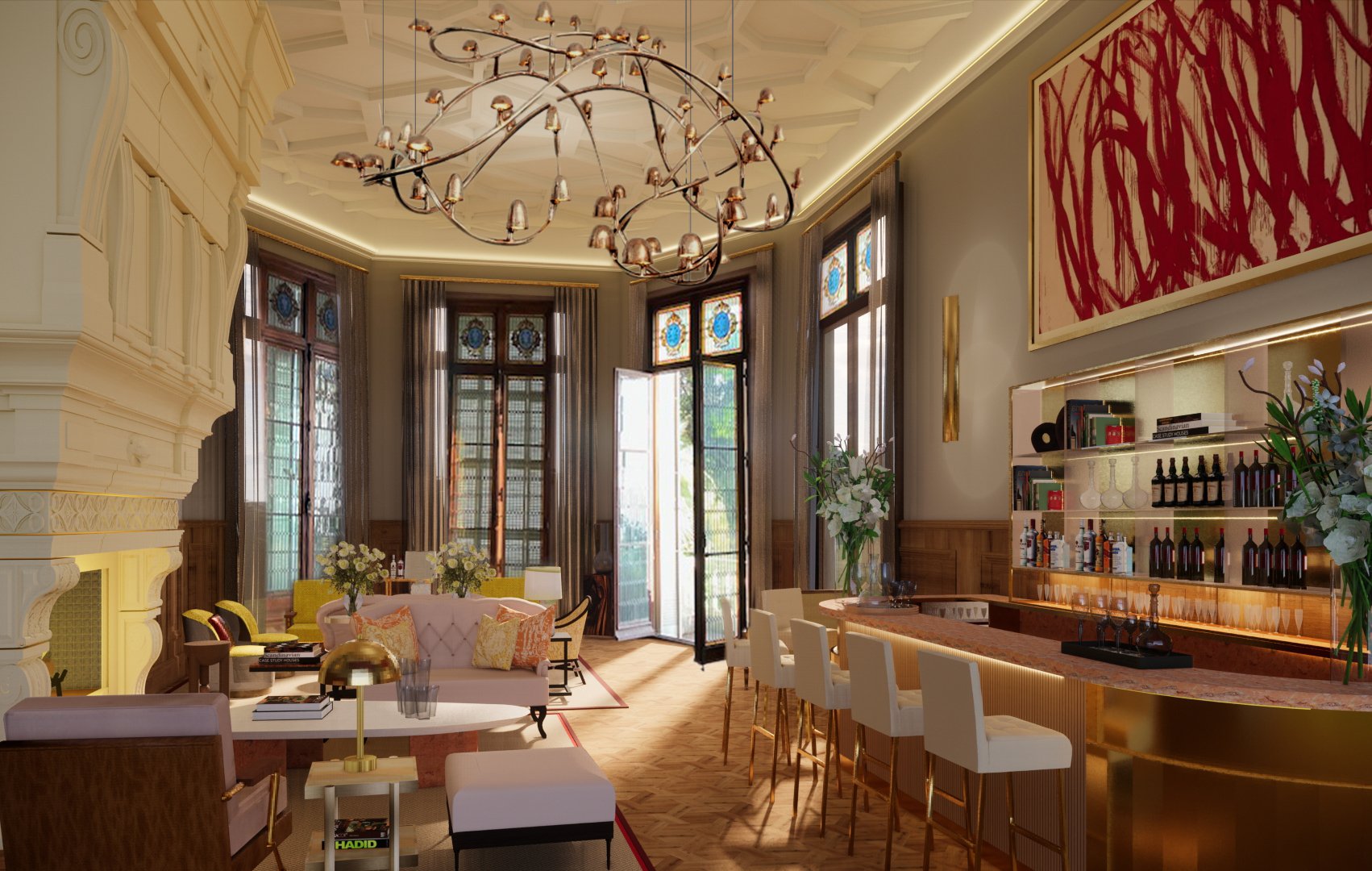 Le Lounge Bar is designed to enjoy special moments in a bright and sophisticated setting opening onto the garden.