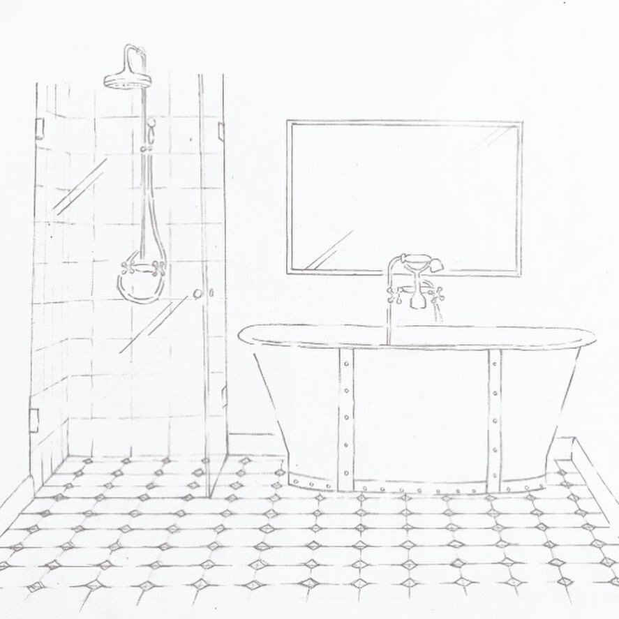 January blues?! 🌧️ It&rsquo;s been such a wet, cold and windy week in &Aring;karp. I can&rsquo;t wait to jump into my bath later 🛁 When I renovated my bathroom last summer I started by sketching out different ideas for baths and tiles (including th
