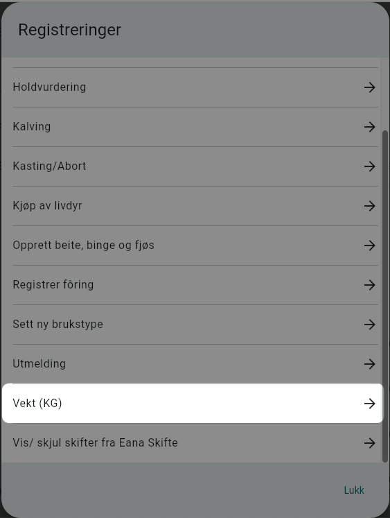 Registrere og endre vekt