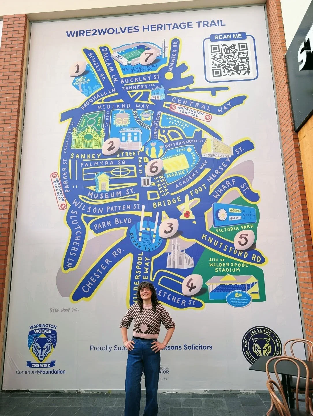A proud Warrington Woof here 🐾🏉 the @warringtonwolvesfoundation Heritage Map I designed is now an absolutely giant feature in the Golden Square shopping centre! Just outside Starbucks ☕

As a Warrington girl this was quite an overwhelming moment. I