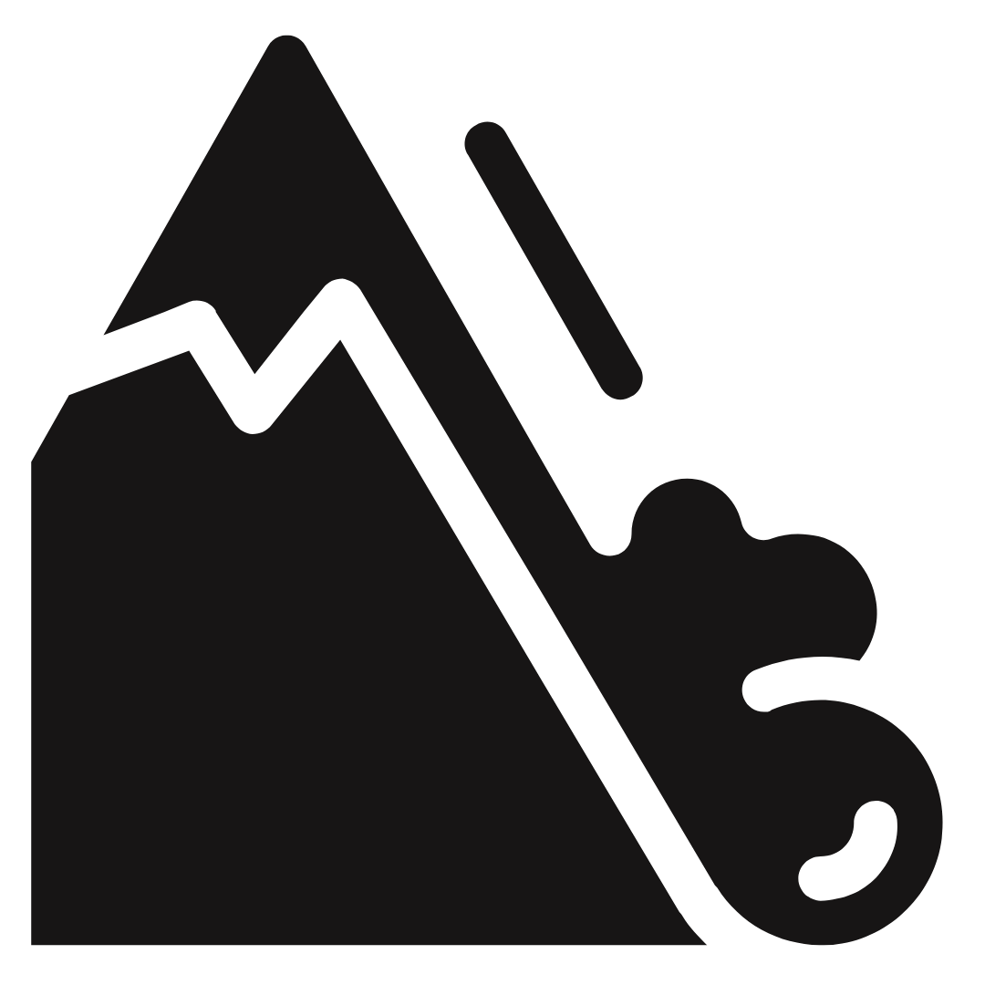 Warning icon indicating risk of avalanches or mountain hazards.