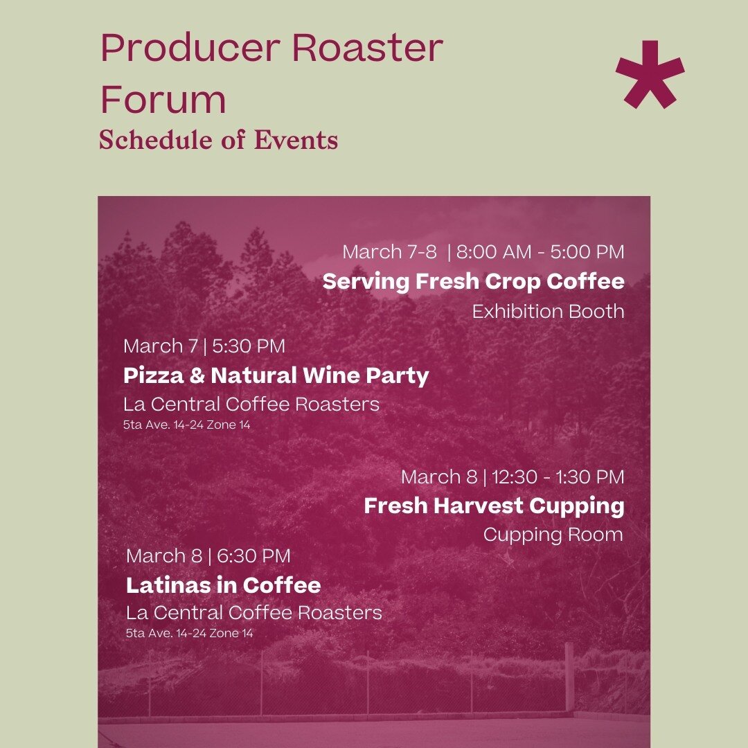 We're excited for this year's PRF in Guatemala City and have plenty for you to look forward to this week!⁠
⁠
At the show, come by for a coffee and a chat at stand #35 Thursday and Friday, and make sure to pre-register for a spot at our cupping of fre