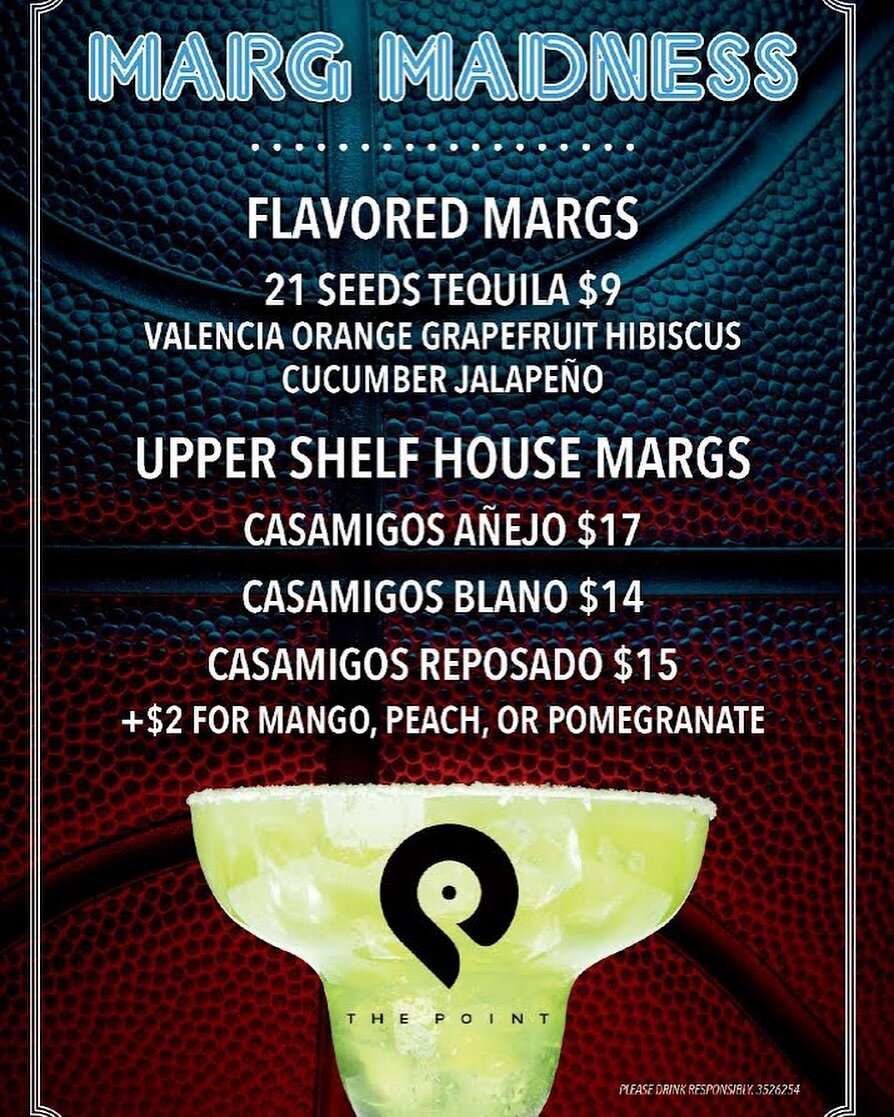 St. Patty&rsquo;s weekend was fun but now it&rsquo;s time for March Madness⭐️🏀&hellip; or MARG MADNESS 🤩🍹

Marg specials starting at 4pm Wednesday!

#GetToThePoint #MargMadness #MarchMadness