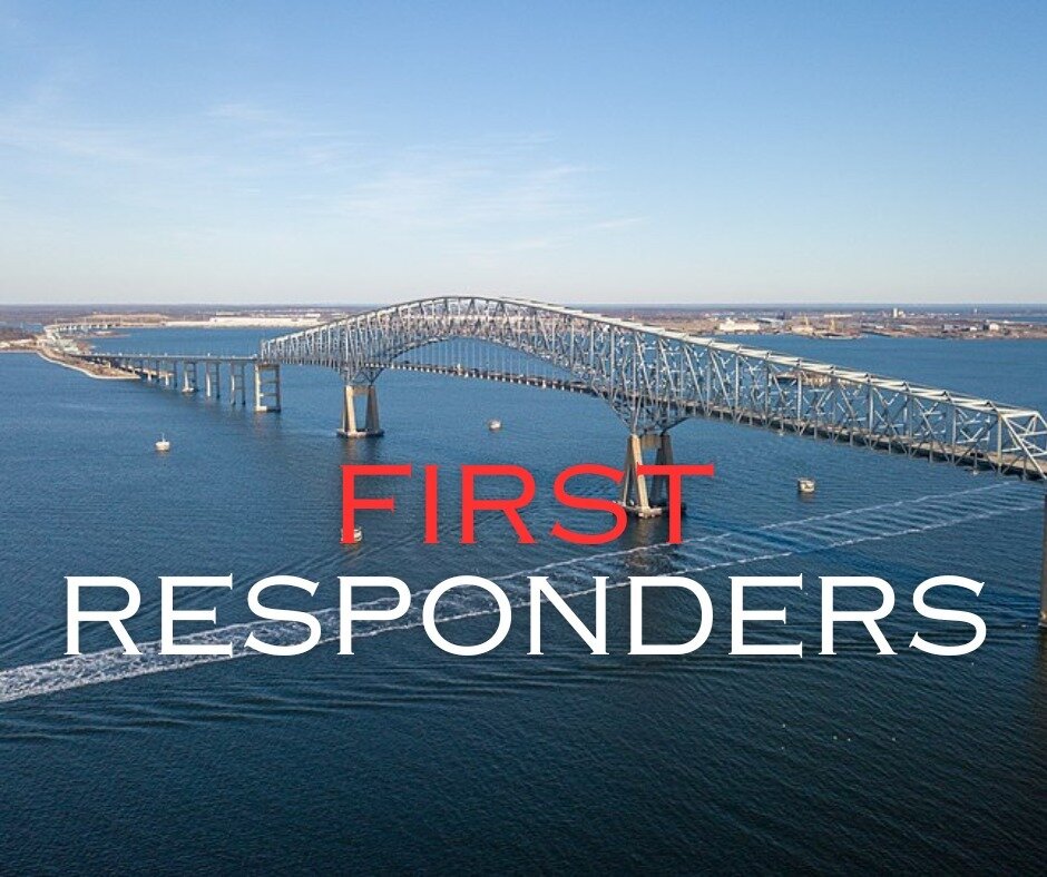 🚨 To all the incredible first responders who have been tirelessly handling the Key Bridge tragedy, we extend our deepest gratitude and support. THANK YOU!! Your bravery and dedication are unmatched.🙏 As a token of our appreciation, we're offering 5