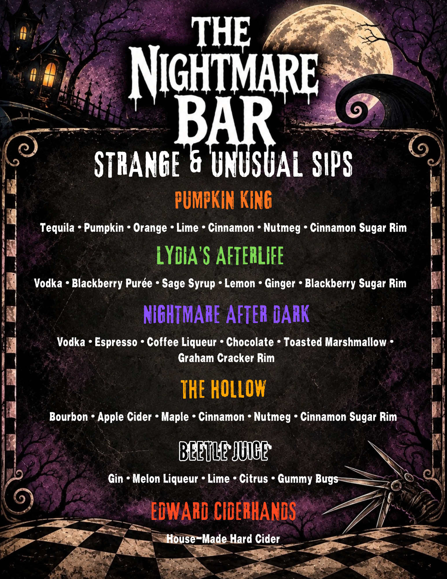 Nightmare Bar Cocktails