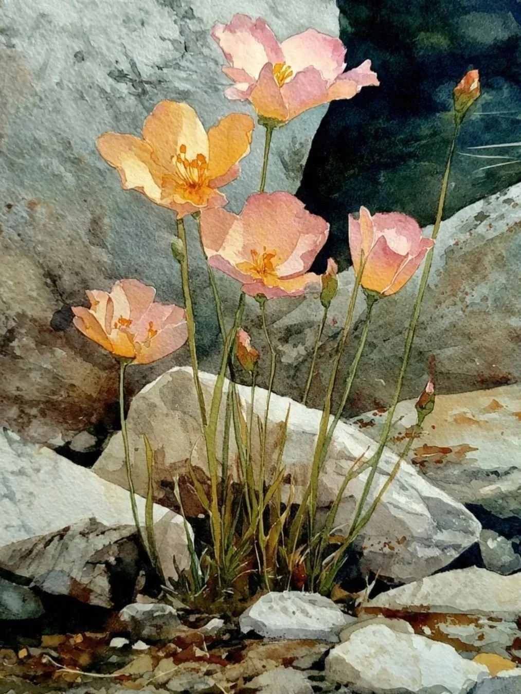 fiori tra pietre