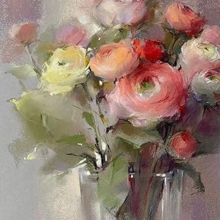 vaso fiori pastelli