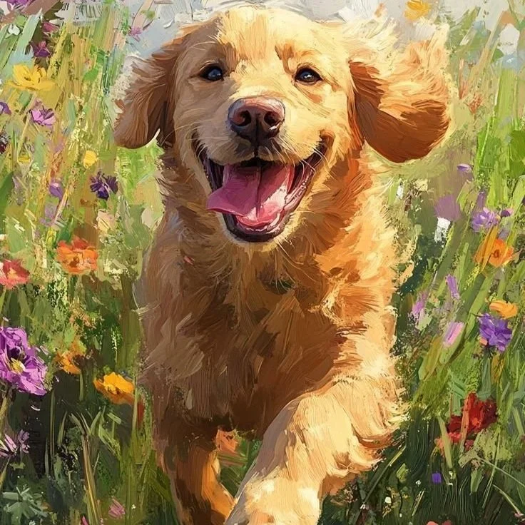 cane nel prato che corre