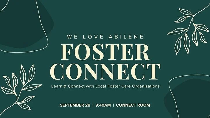 Join us this Sunday between services for Foster Connect —  an opportunity to learn more about foster care from local organizations and discover ways you can support children and families in our community. Whether you are curious about foster ca