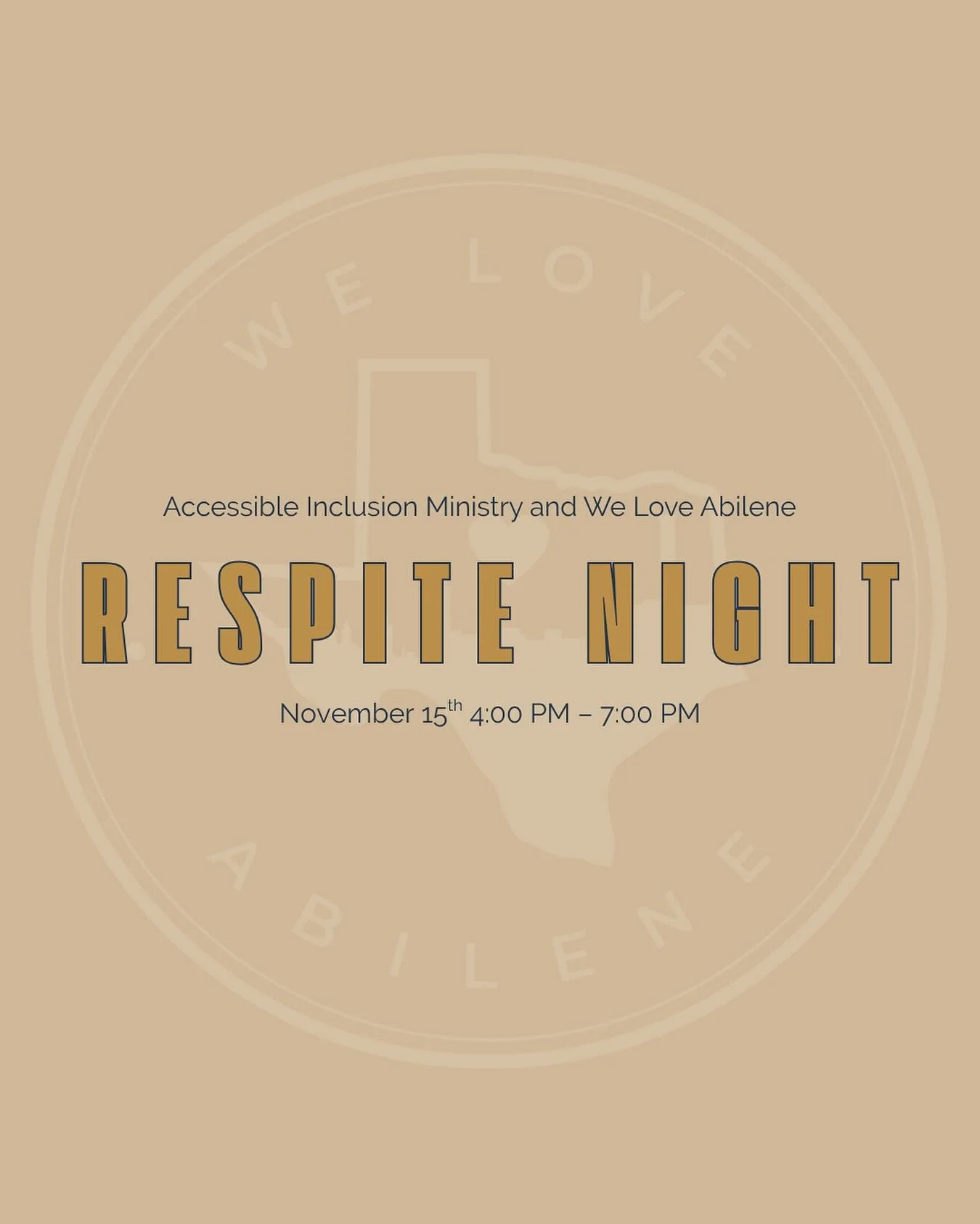 🗓️Calling all volunteers! 

On November 15th from 4:00&ndash;7:00 PM, The Well&rsquo;s AIM Ministry and We Love Abilene are teaming up to host a Respite Night. This is a special evening where parents can rest while their kids enjoy a safe, joy-fille