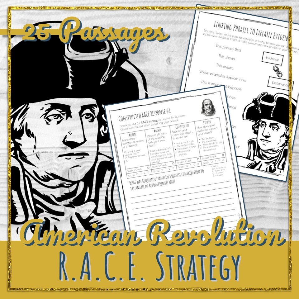 American Revolution RACE Strategy Worksheets