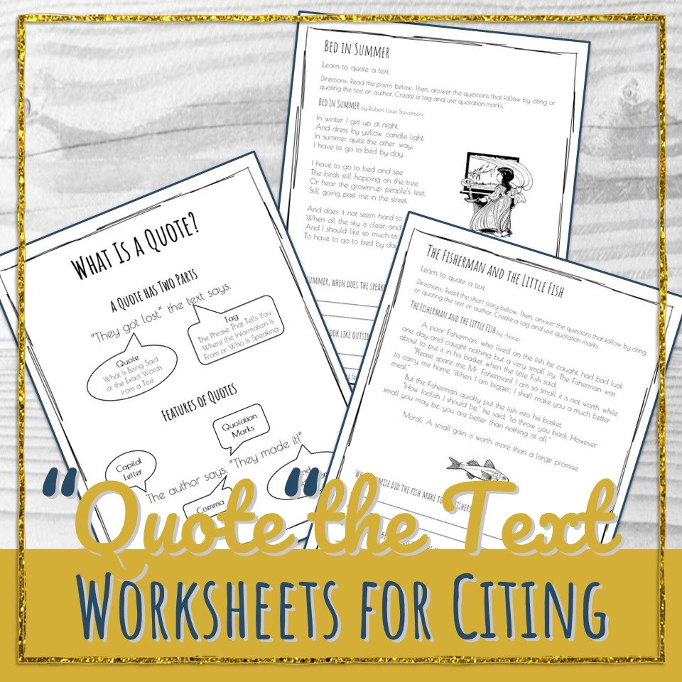Cite the Text Worksheets for Upper-Elementary