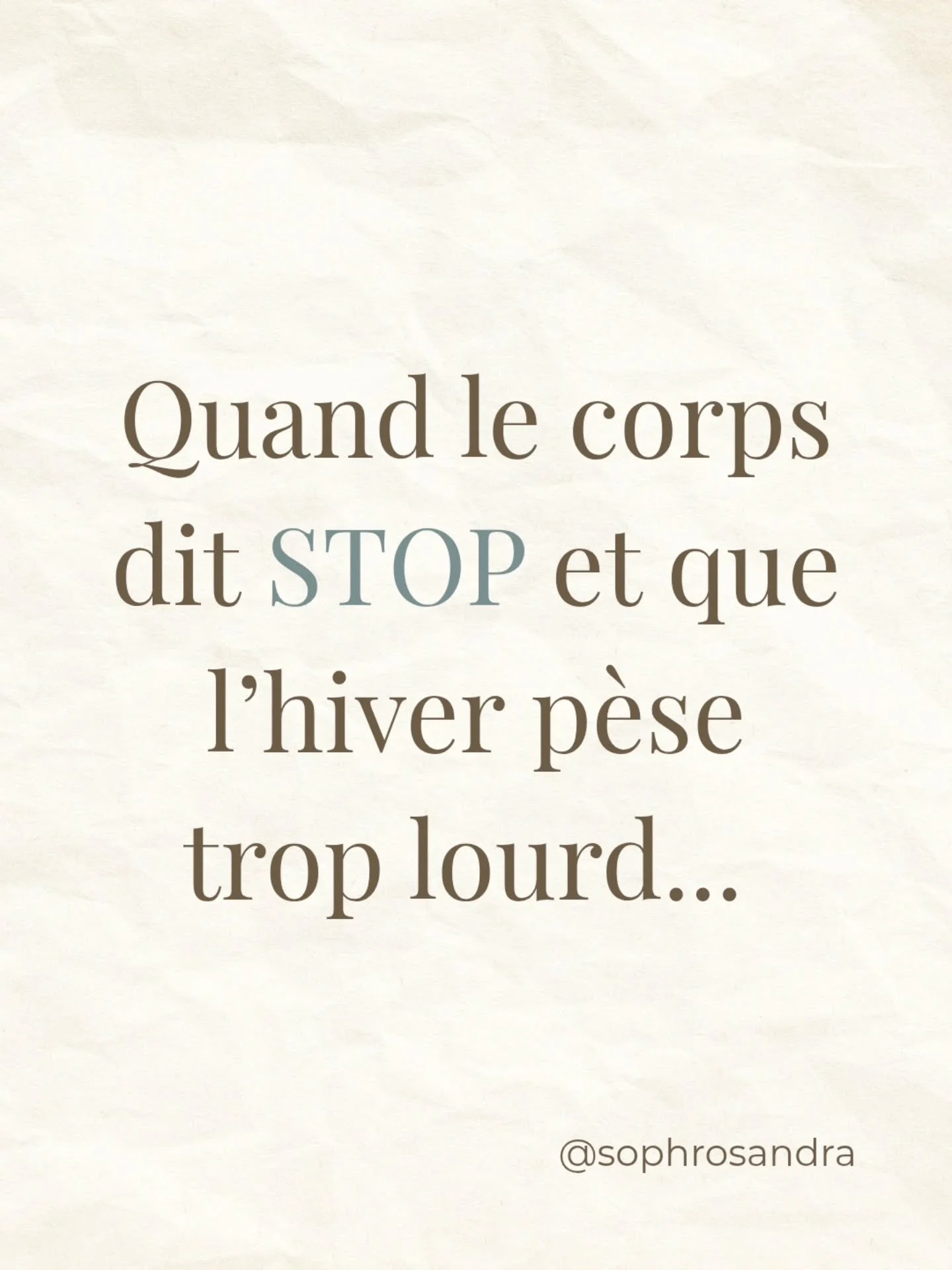 Est-ce que vous avez aussi cette sensation que l'hiver p&egrave;se deux fois plus lourd cette ann&eacute;e ? 

Le diagnostic de cancer est une temp&ecirc;te. Et quand le froid s'installe, on a parfois l'impression d'&ecirc;tre fig&eacute;(e), coinc&e
