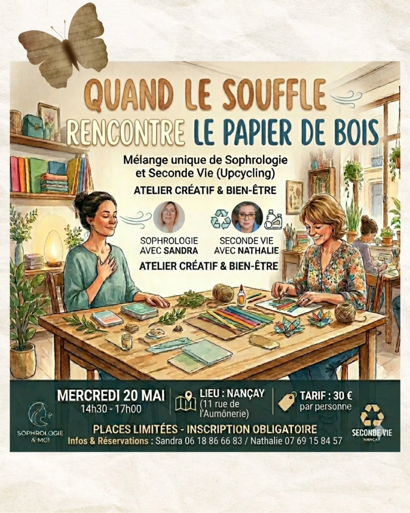 Et si vous offriez une seconde vie &agrave; vos objets, avec la l&eacute;g&egrave;ret&eacute; d'un souffle ? 🌬️✨

​Le mercredi 20 mai, je vous invite &agrave; une parenth&egrave;se cr&eacute;ative et sensorielle &agrave; Nan&ccedil;ay. En duo avec N
