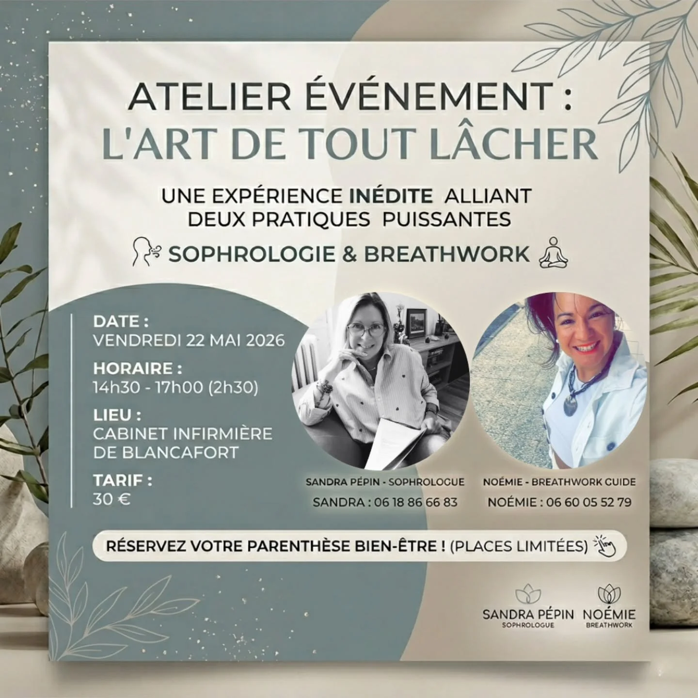 Et si vous offriez &agrave; votre corps et &agrave; votre esprit l&rsquo;espace n&eacute;cessaire pour TOUT rel&acirc;cher ? 🕊️

Nous sommes tellement heureuses, No&eacute;mie (@lamagiedenoemie) et moi-m&ecirc;me, de vous proposer un atelier en duo 