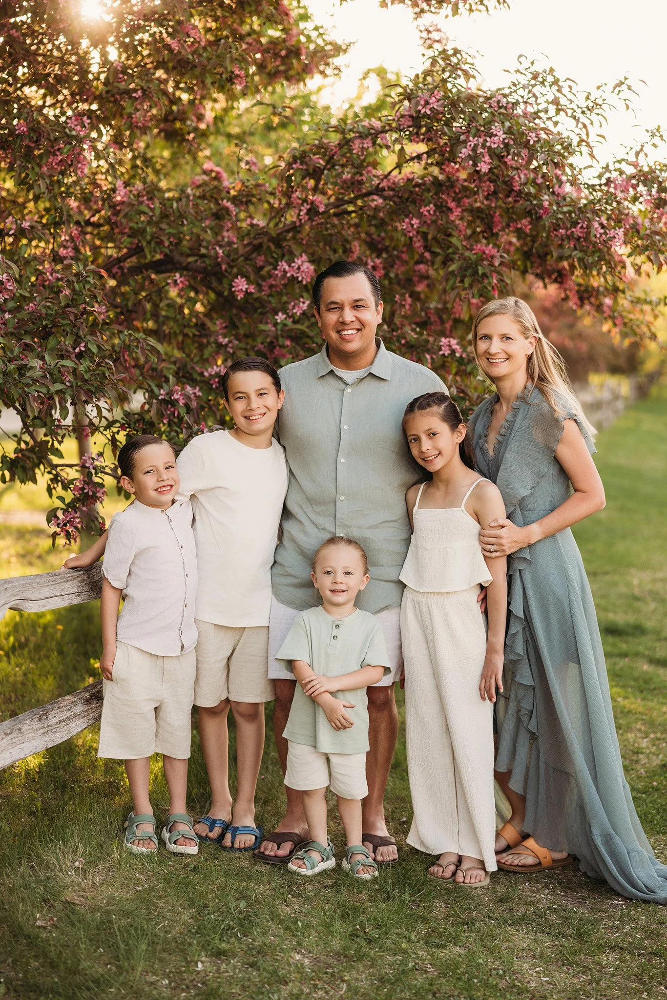 family in tree blossoms
