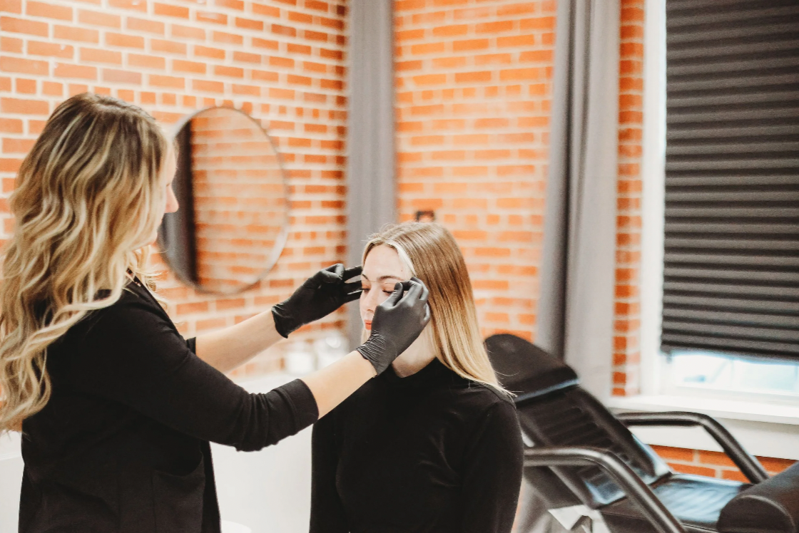 woman getting permanent eyebrows in Landisville