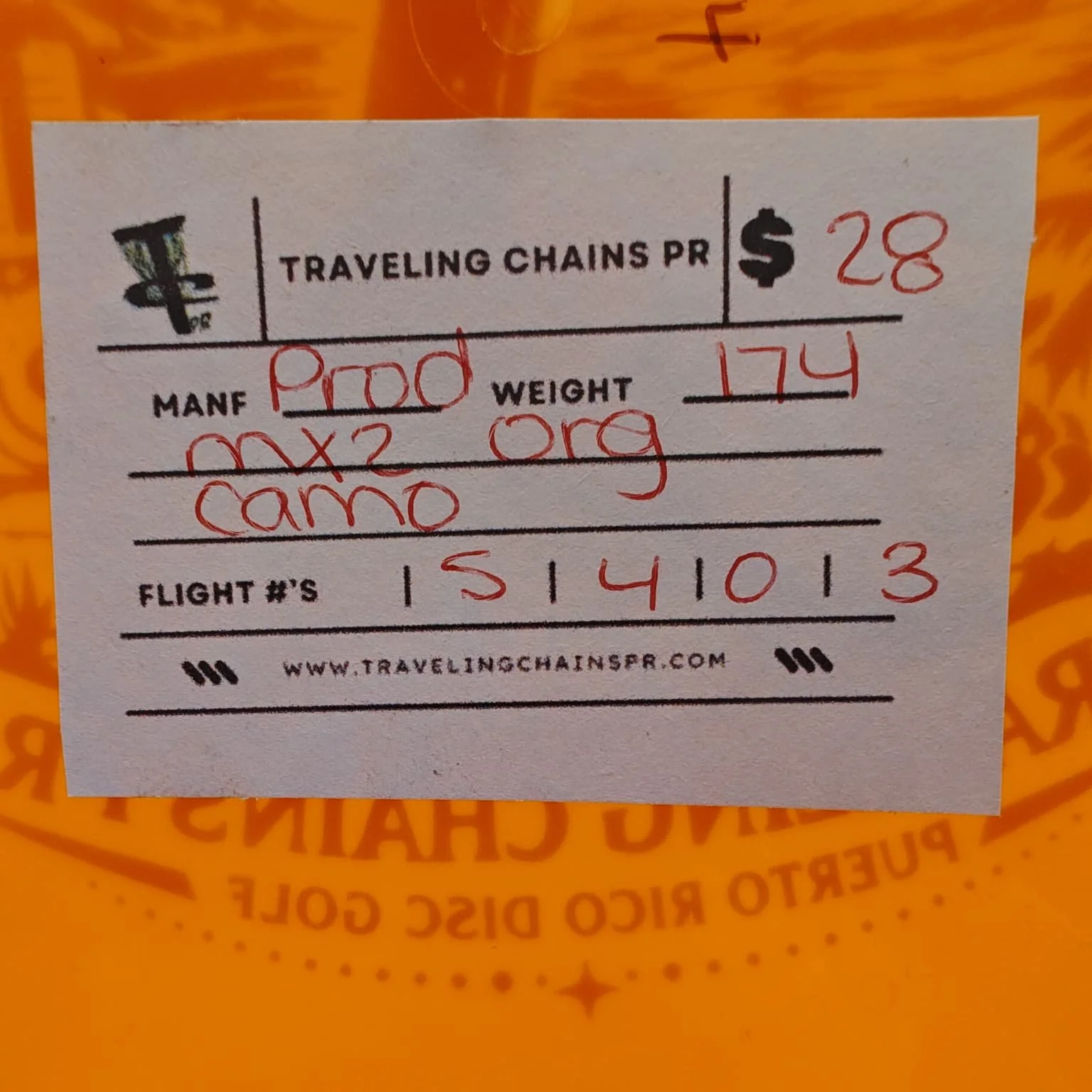 Prodigy Disc MX2 GLOW Orange Camo Foil 174g sticker.jpeg