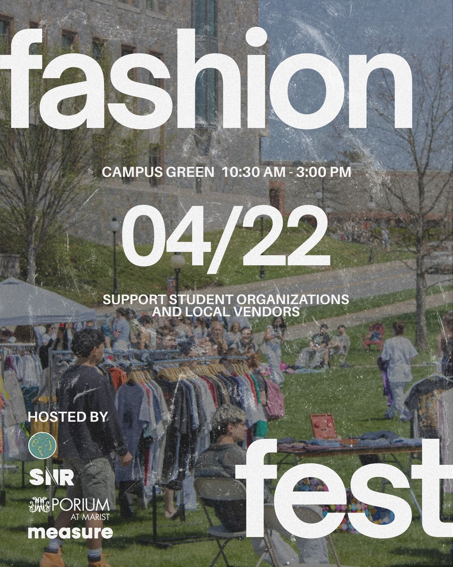 Fashion Fest is here!

On April 22nd from 10:30am-3:00pm, come join us on the Campus Green to support student organizations and shop local vendors! 🛍️

Hosted by:
@efi.marist 
@silverneedlerunway 
@mporiumatmarist 
@measure.marist 

#maristuniversit
