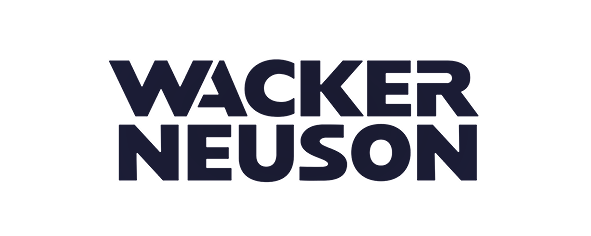 Das Logo von Wacker Neuson, bestehend aus dem Firmennamen in großen, schwarzen Buchstaben auf schwarzem Hintergrund.