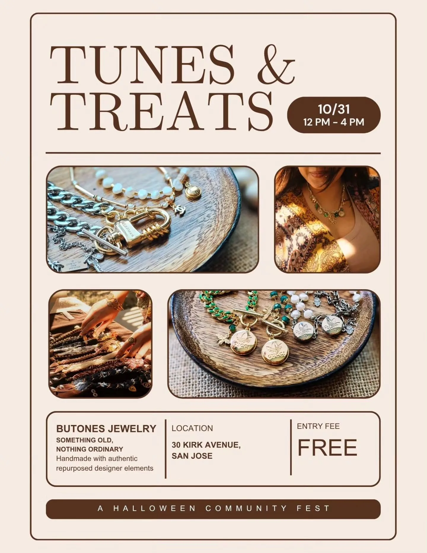 Come hang out with us at Tunes &amp; Treats in San Jose on October 31st! 

I'll be bringing some surprise jewelry pieces that won't be available on the website, so come say hi, browse, and maybe find something special! 

🎃 Tunes &amp; Treats, hosted