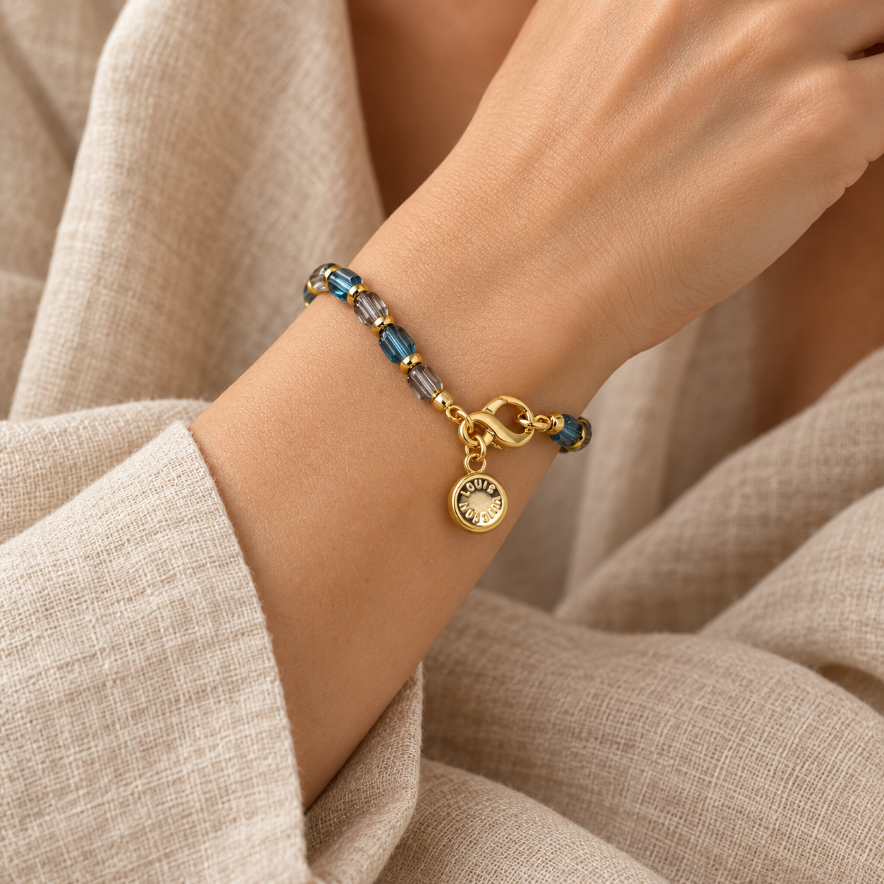 Teal and Gold Bracelet Elegance.png