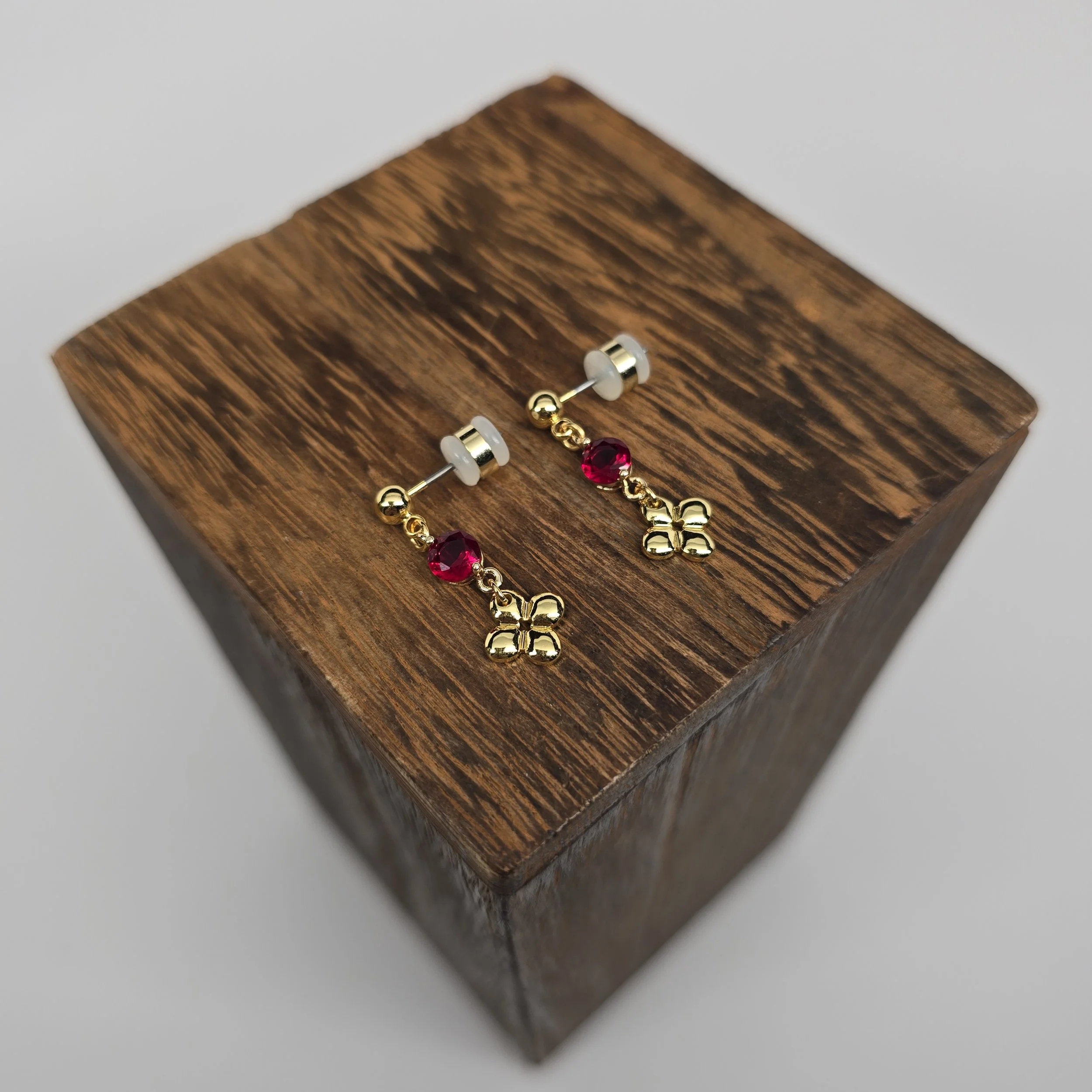 Crimson Petite Bloom Drop Earrings