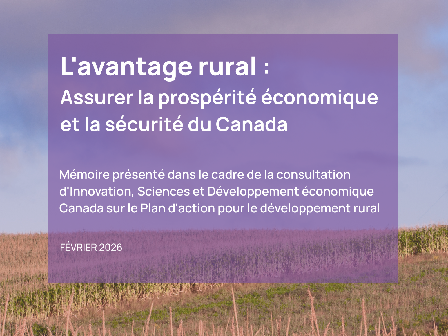 L'avantage rural : assurer la prospérité économique et la sécurité du Canada