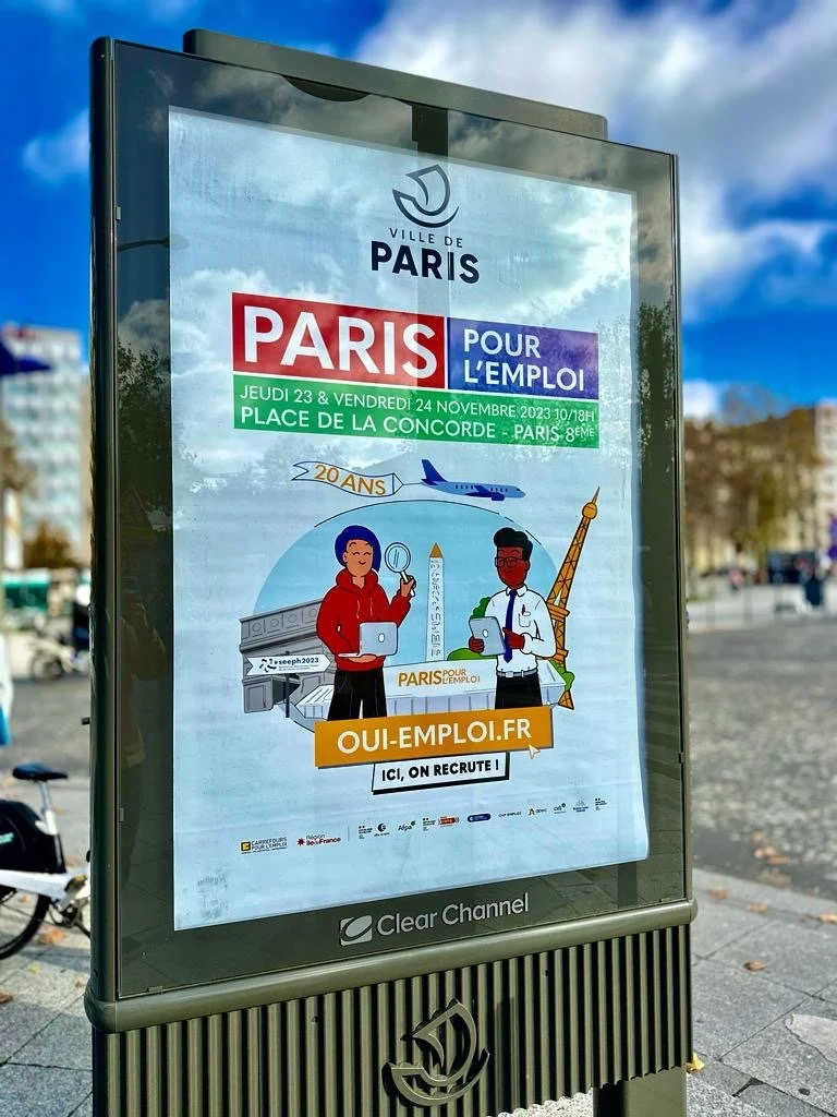 Conception  de l'affiche Clear Channel Paris Pour l'Emploi 2023