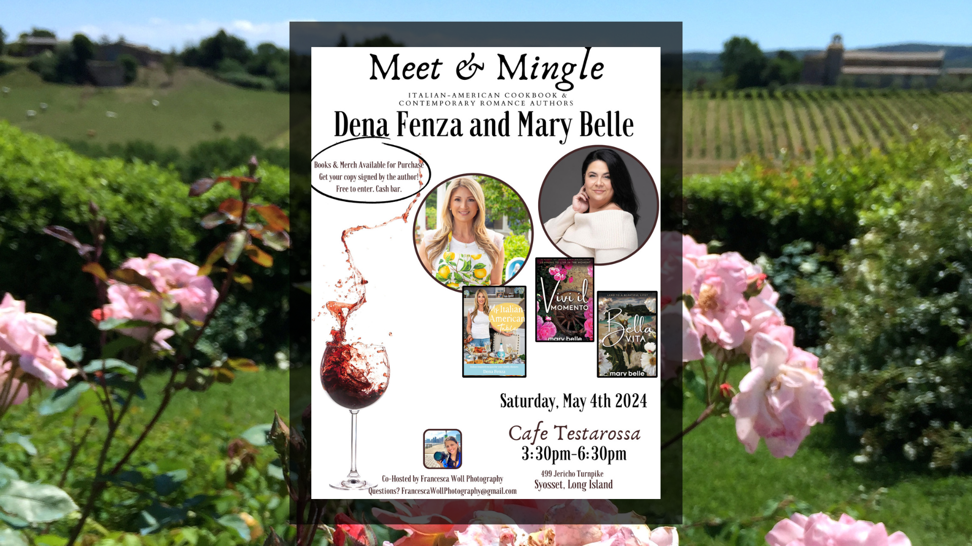 Meet & Mingle Italian-American Authors, Dena Fenza & Mary Belle at Cafe Testarossa in Syosset, NY