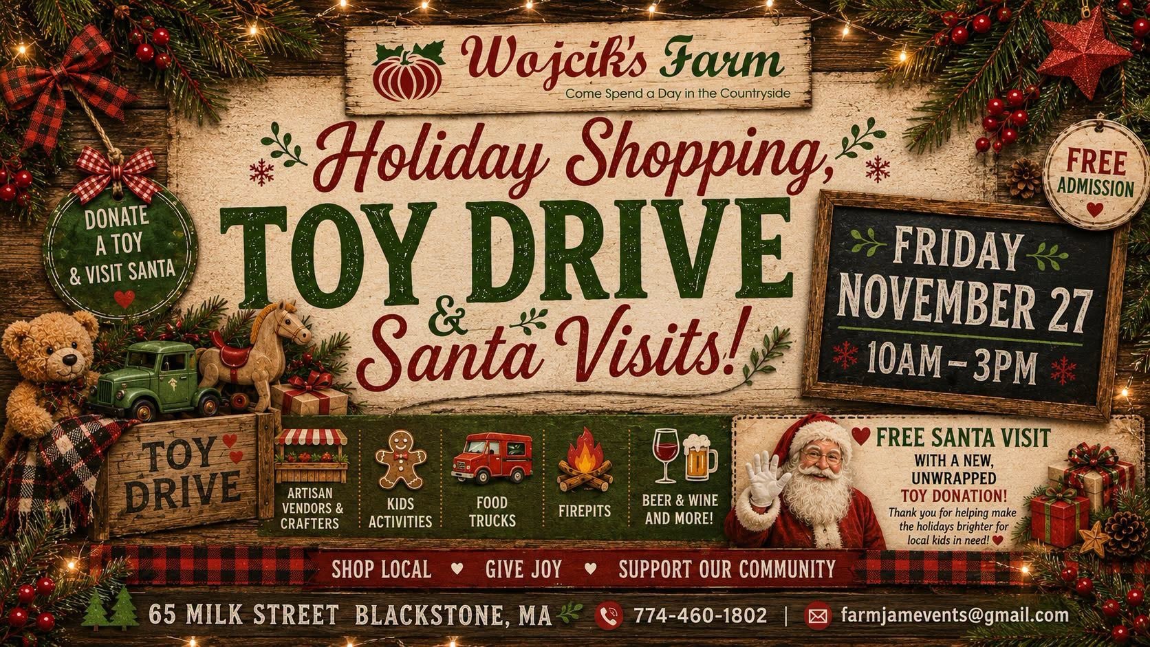 Holiday Shopping, Toy Drive &amp; Santa Visits at Wojcik’s Farm