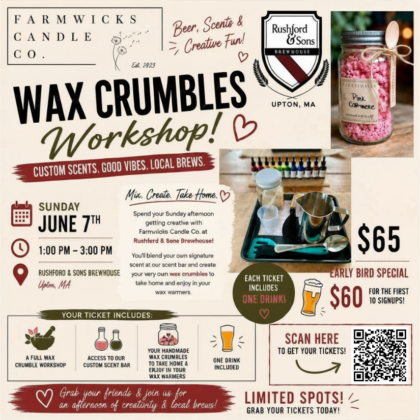 🍻🕯️ Sip. Scent. Crumble. At  Rushford & Sons Brewhouse - Upton