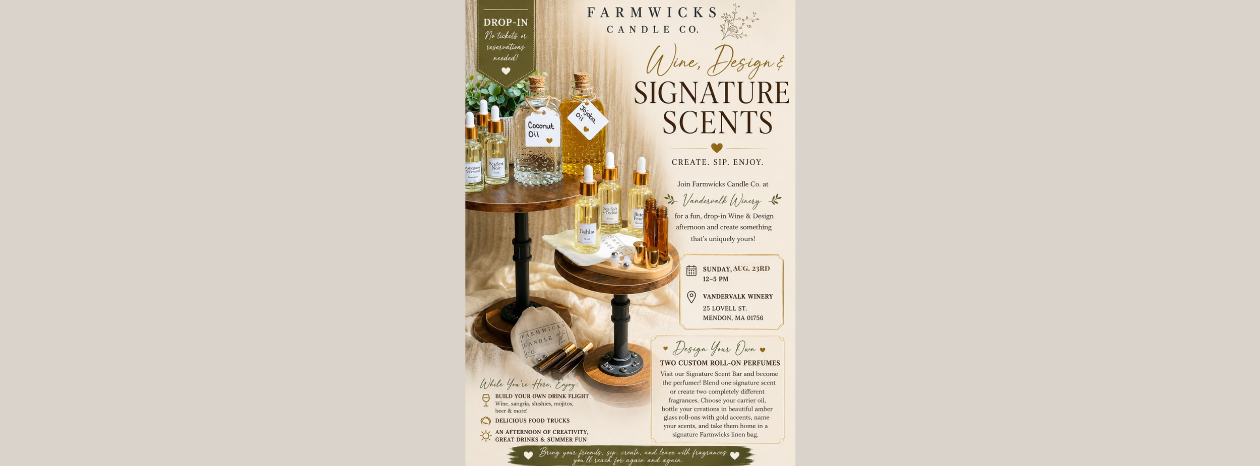 8/23 Wine & Design at Vandervalk Winery