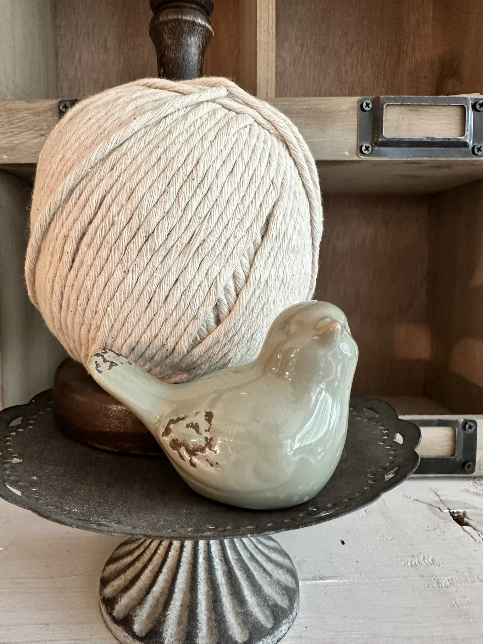 Small Ceramic Bird in Olive-Sage